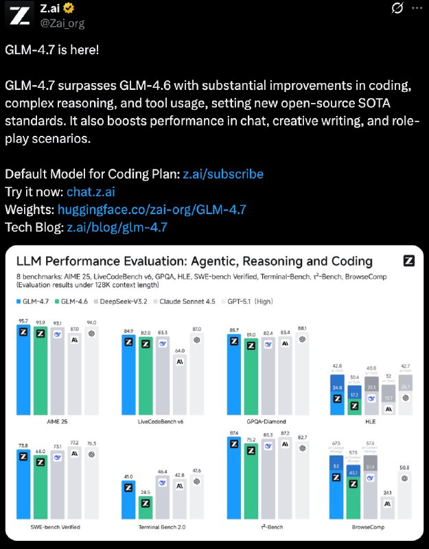 🐧 智谱发布新一代旗舰 AI 模型 GLM-4.7