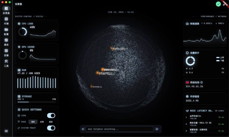 根据FlClash 改了一下UI，也加了一些功能，算是自己送自己的元旦礼物吧，哈哈哈